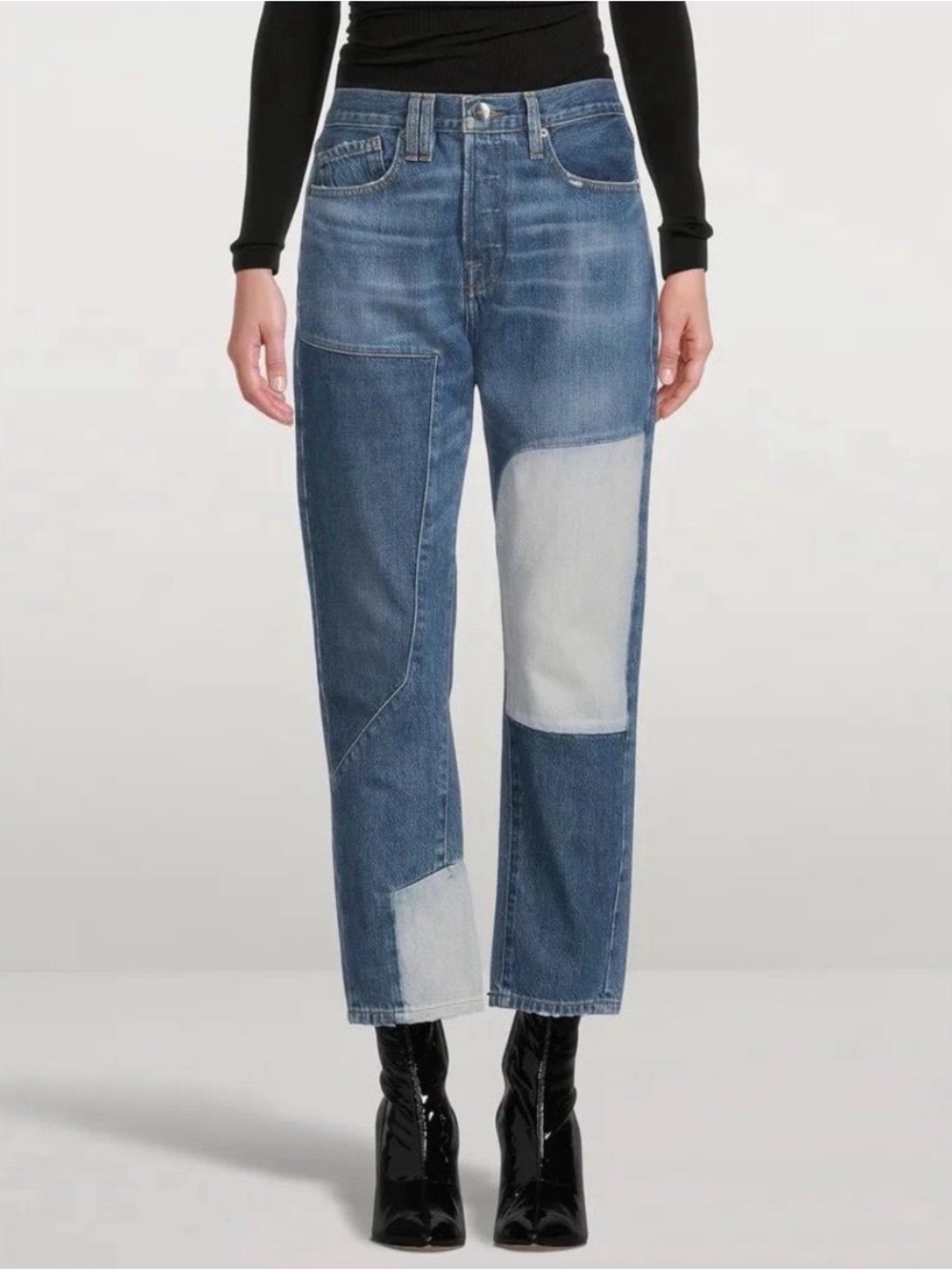 Frame Jeans Le Original Unmatched Patchwork Straight Leg Ankle Landa Mix Size 26